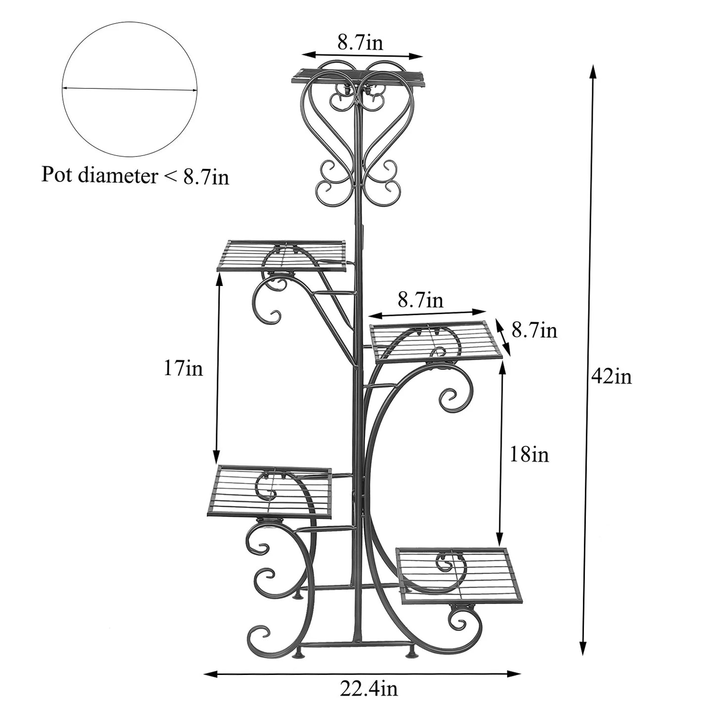 Bingopaw 6 Tier Metal Plant Stand Indoor Outdoor Garden Display Heavy Duty Iron Rack-A