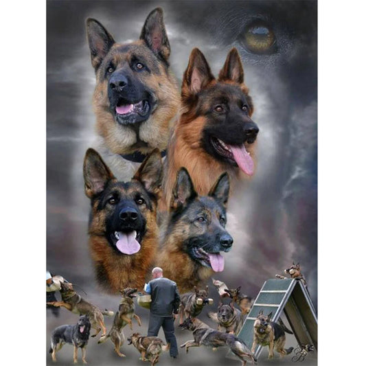 Siimoon 5D Diamond Painting German Shepherd Cross Stitch Kit A With Square Or Round Drills-A