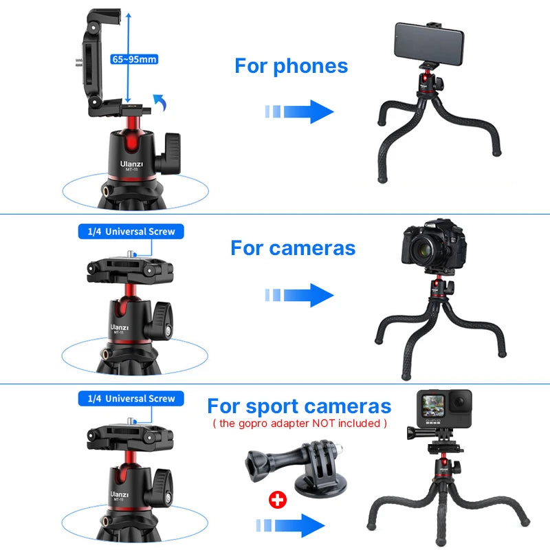 Ulanzi MT11 Flexible Tripod For Smartphone And DSLR Vlog 2 In 1