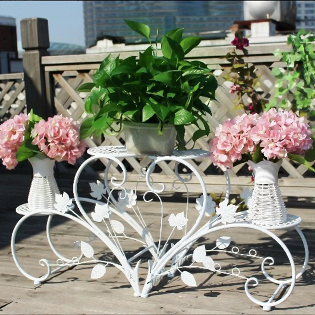 Wisfor Classic Tall Iron Plant Stand Four Tier Two Pack For Indoor And Outdoor Display-A