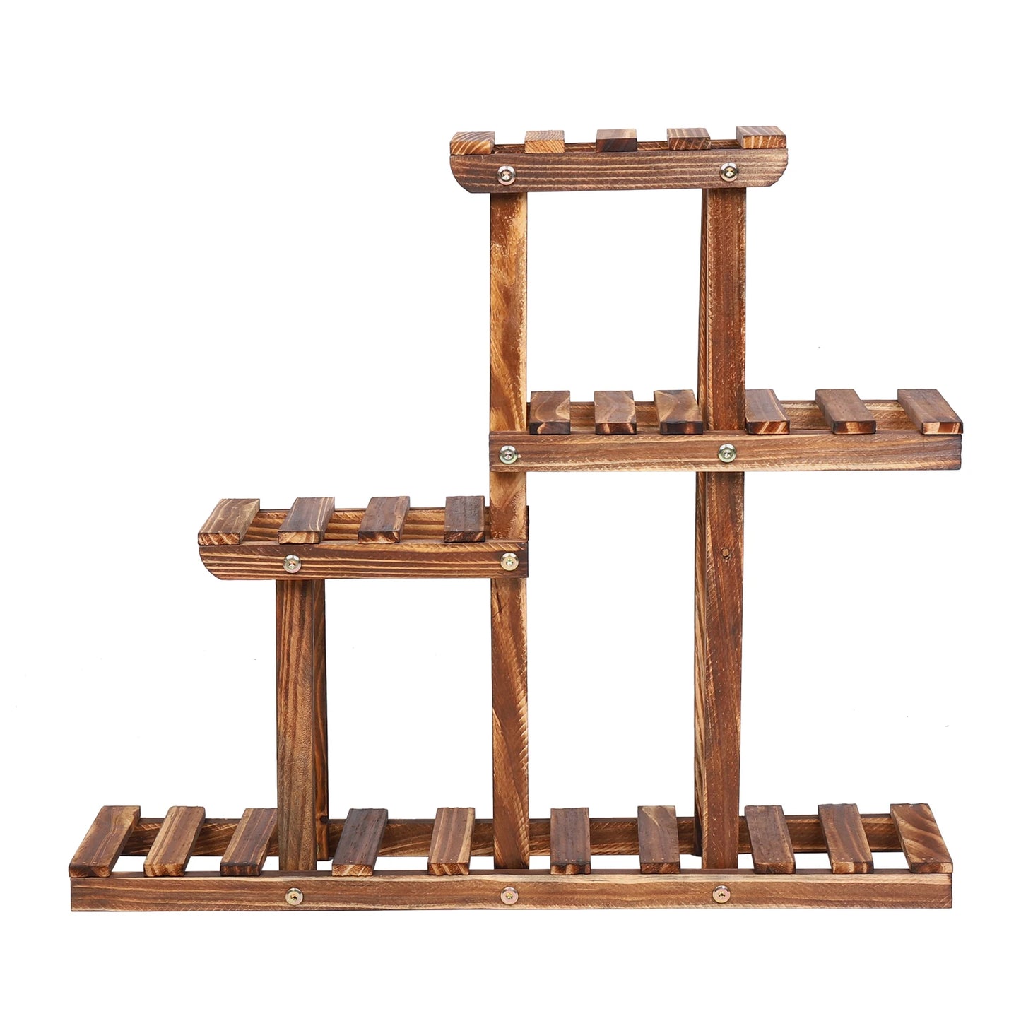 Carbonized Wood Plant Stand Four Tier Succulent Rack Mini Desktop Plant Holder for Outdoor Balcony Garden-A
