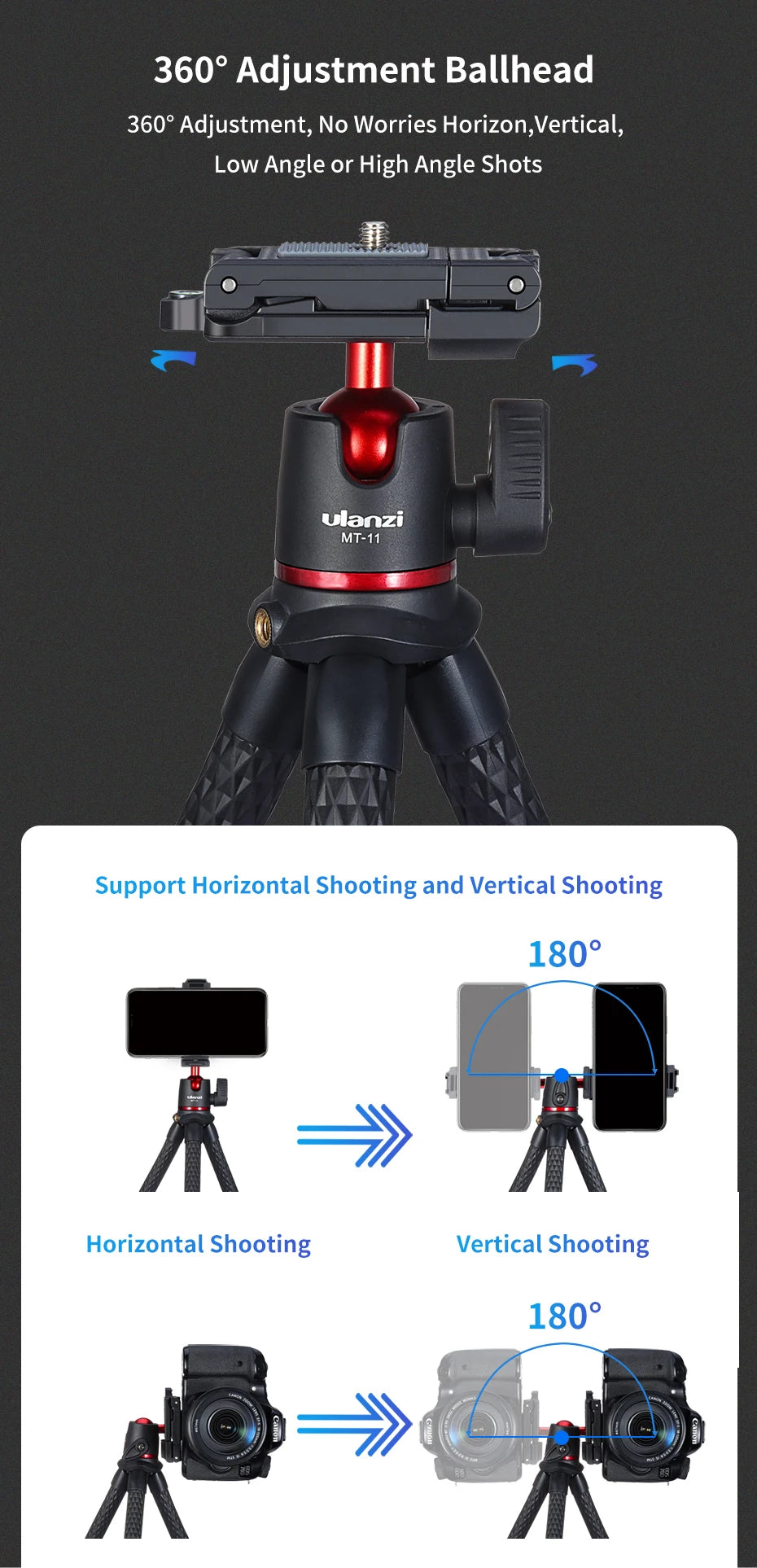 Ulanzi MT11 Flexible Tripod For Smartphone And DSLR Vlog 2 In 1
