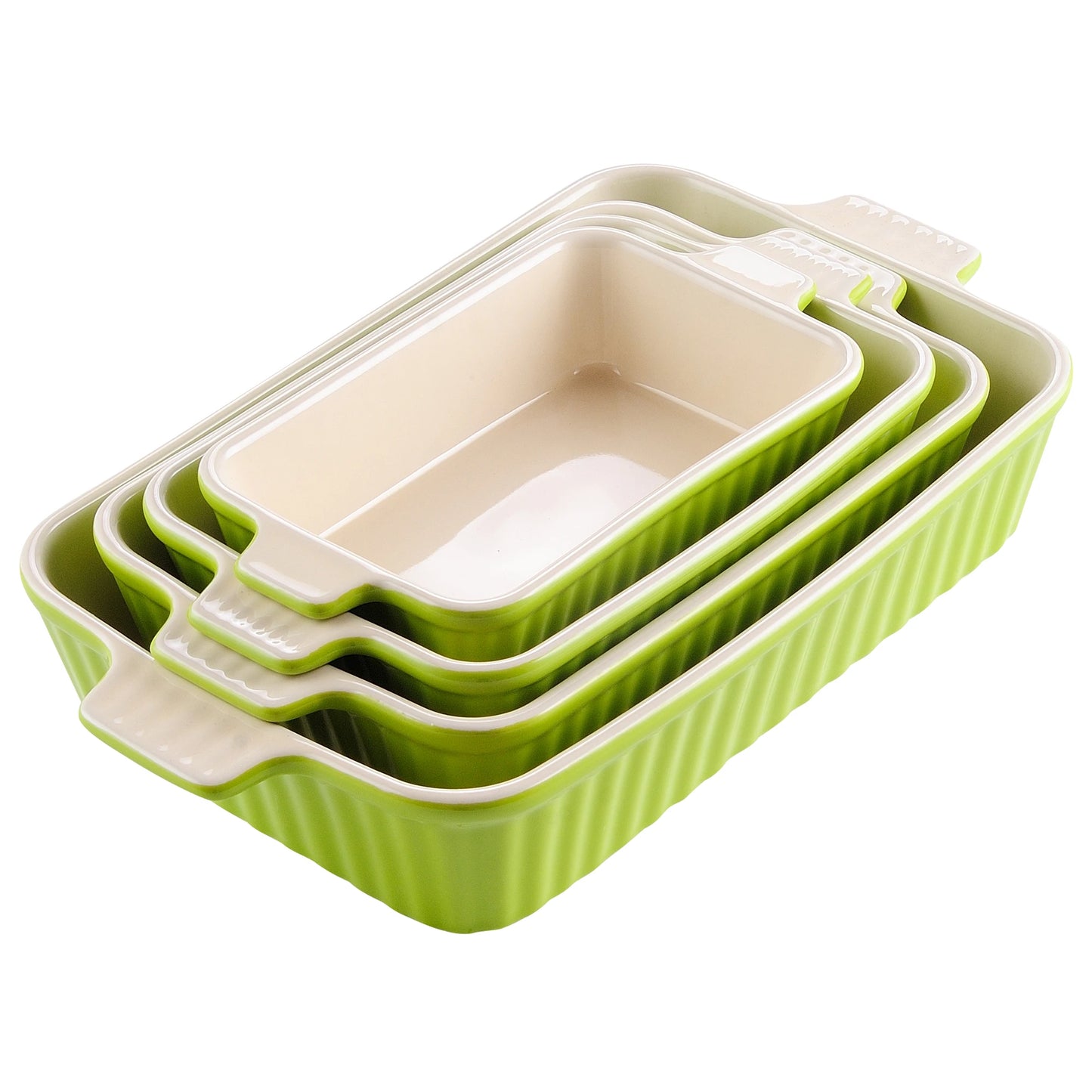 MALACASA 4 Piece Ceramic Bakeware Set With Handles For Lasagna Oven Safe Dishes Durable Eco Friendly Kitchenware-A