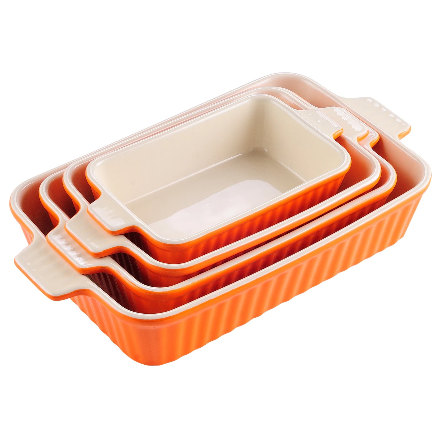MALACASA 4 Piece Ceramic Bakeware Set With Handles For Lasagna Oven Safe Dishes Durable Eco Friendly Kitchenware-A