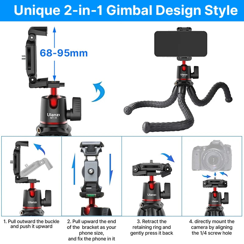 Ulanzi MT11 Flexible Tripod For Smartphone And DSLR Vlog 2 In 1