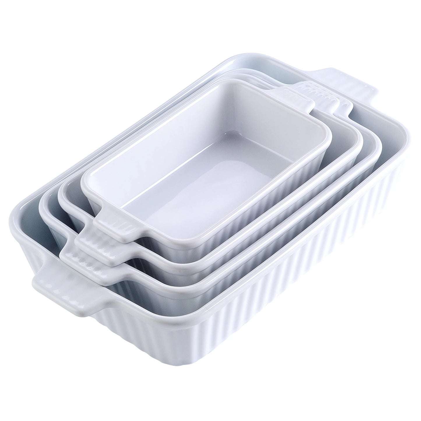 MALACASA 4 Piece Ceramic Bakeware Set With Handles For Lasagna Oven Safe Dishes Durable Eco Friendly Kitchenware-A