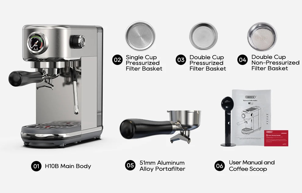 HiBREW H10B 20 Bar Semi Automatic Espresso Coffee Machine