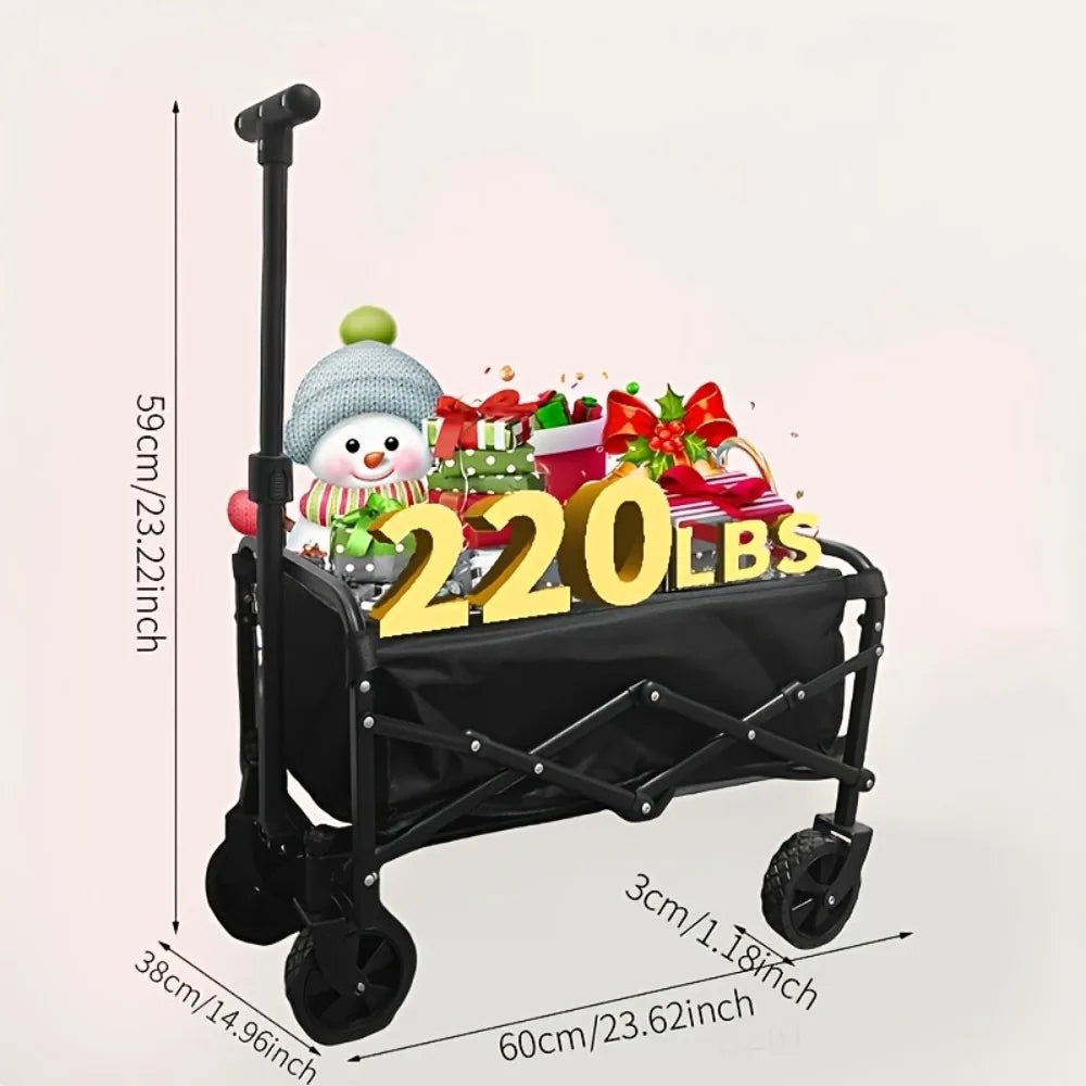 Heavy Duty All Terrain Folding Cart With Stainless Steel Frame 200 Lb Capacity Flat Fold Design For Beach And Park Use-A