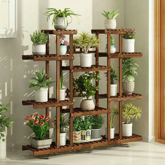 Wisfor Wooden Plant Shelf Multi-Tier Indoor Outdoor Display Stand
