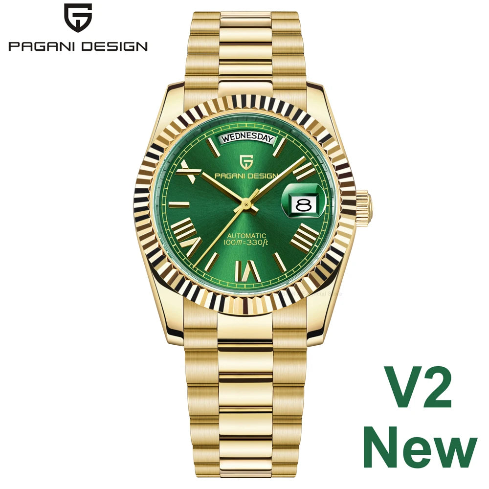 Pagani Design Double Calendar Automatic Sapphire Watch for Men Stainless Steel Case and Bracelet-A