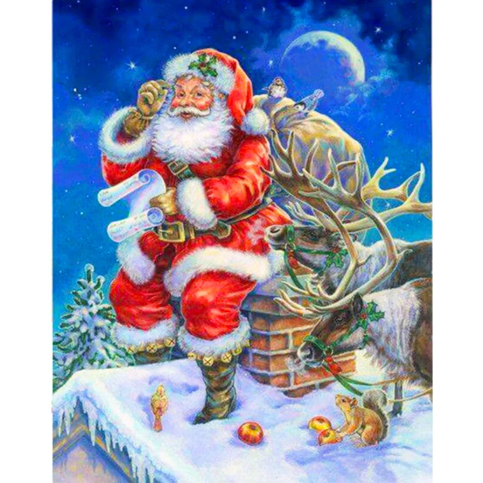Nianhua 5D Diamond Painting Santa Claus Mosaic Kit Christmas A Full Drill Canvas With Square Or Round Drills-A