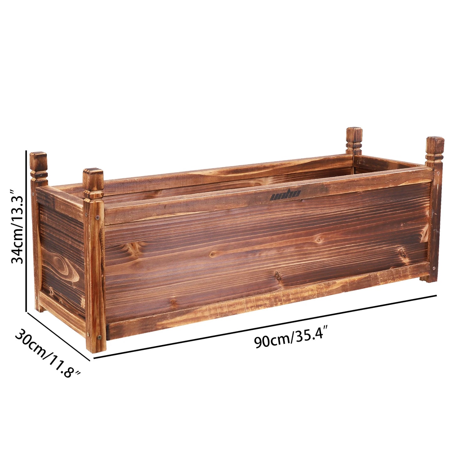 Solid Pine Raised Flower Bed Planter For Indoor And Outdoor Gardens Durable Crack Resistant Carbonized Wood-A