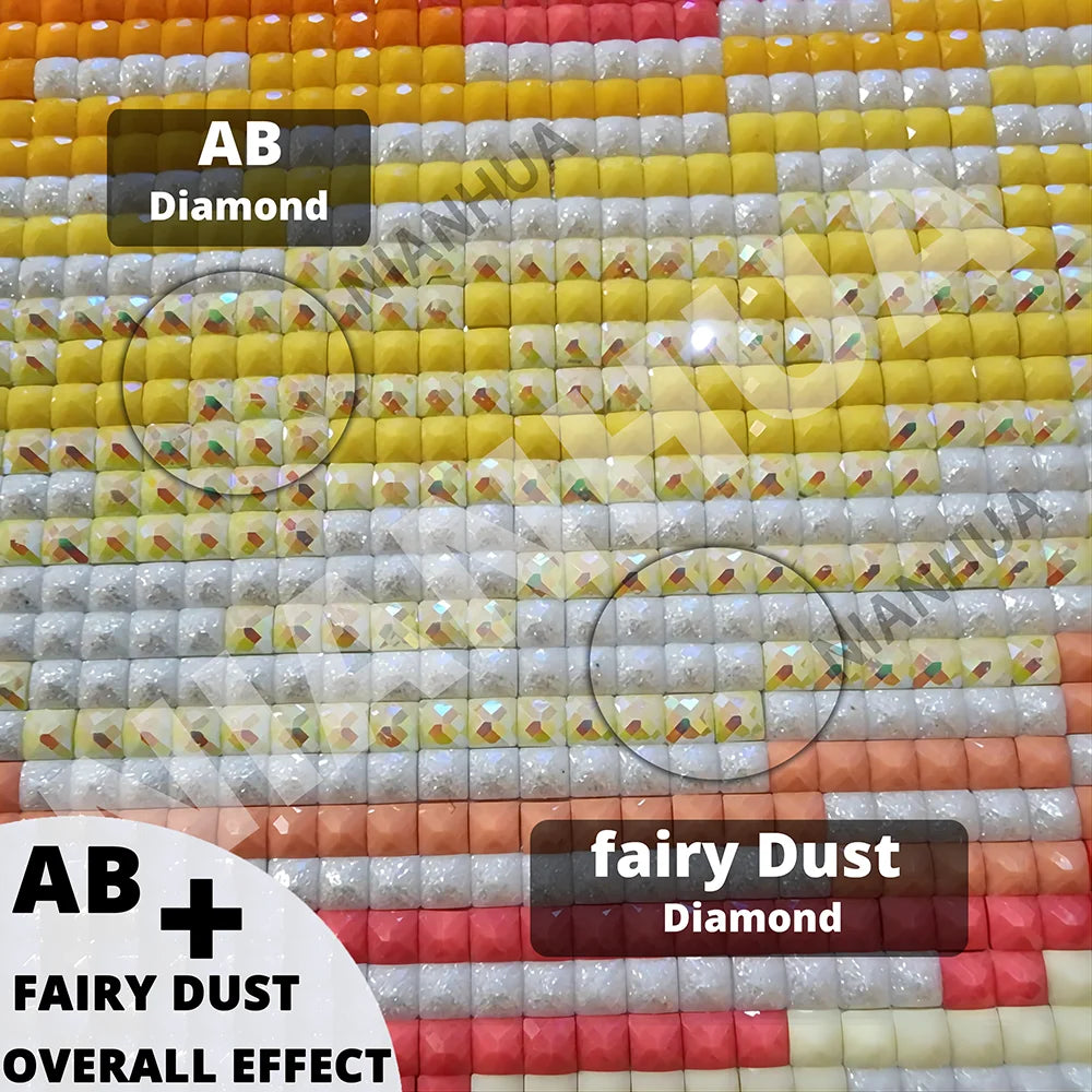 Fairy Dust Resin 5D Diamond Painting Kit Town Full Square Drill Velvet Canvas With Dense Coverage-A