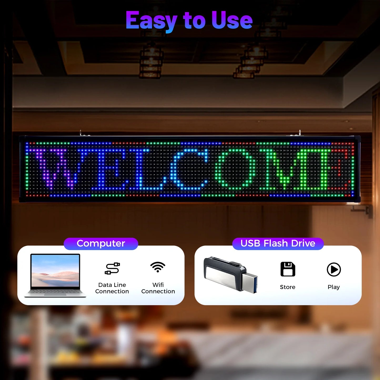Led Scrolling Sign Board Programmable Advertising Display For Commercial Use