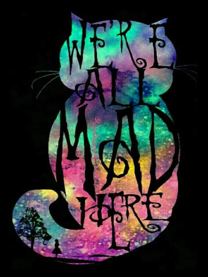 Potdemiel Cheshire Cat 5D Diamond Painting Kit Alice In Wonderland Full Drill Canvas Crystal Clear Detail-A