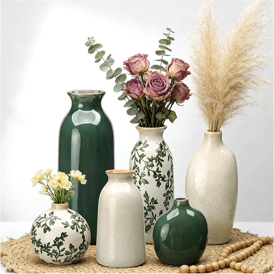 Vintage Ceramic Vase Set Of 6 For Bouquets And Centerpieces