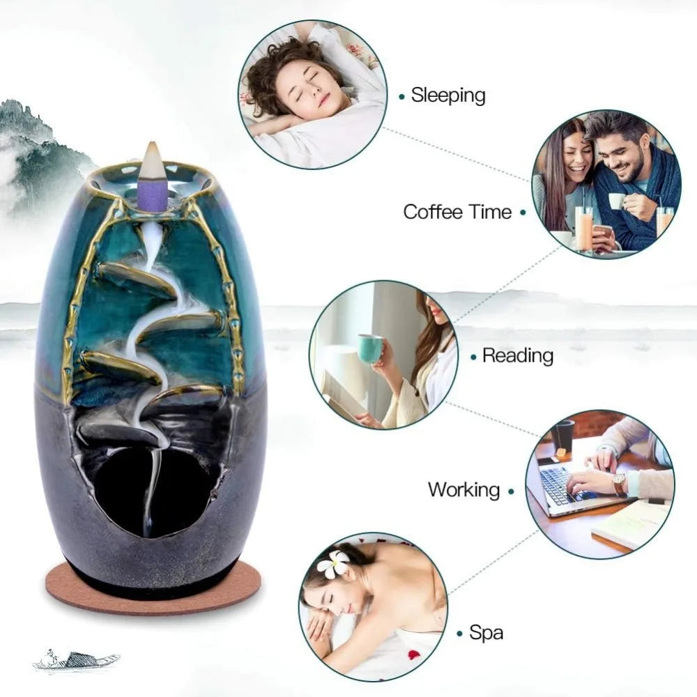 Spacekeeper Ceramic Backflow Incense Holder Waterfall Burner