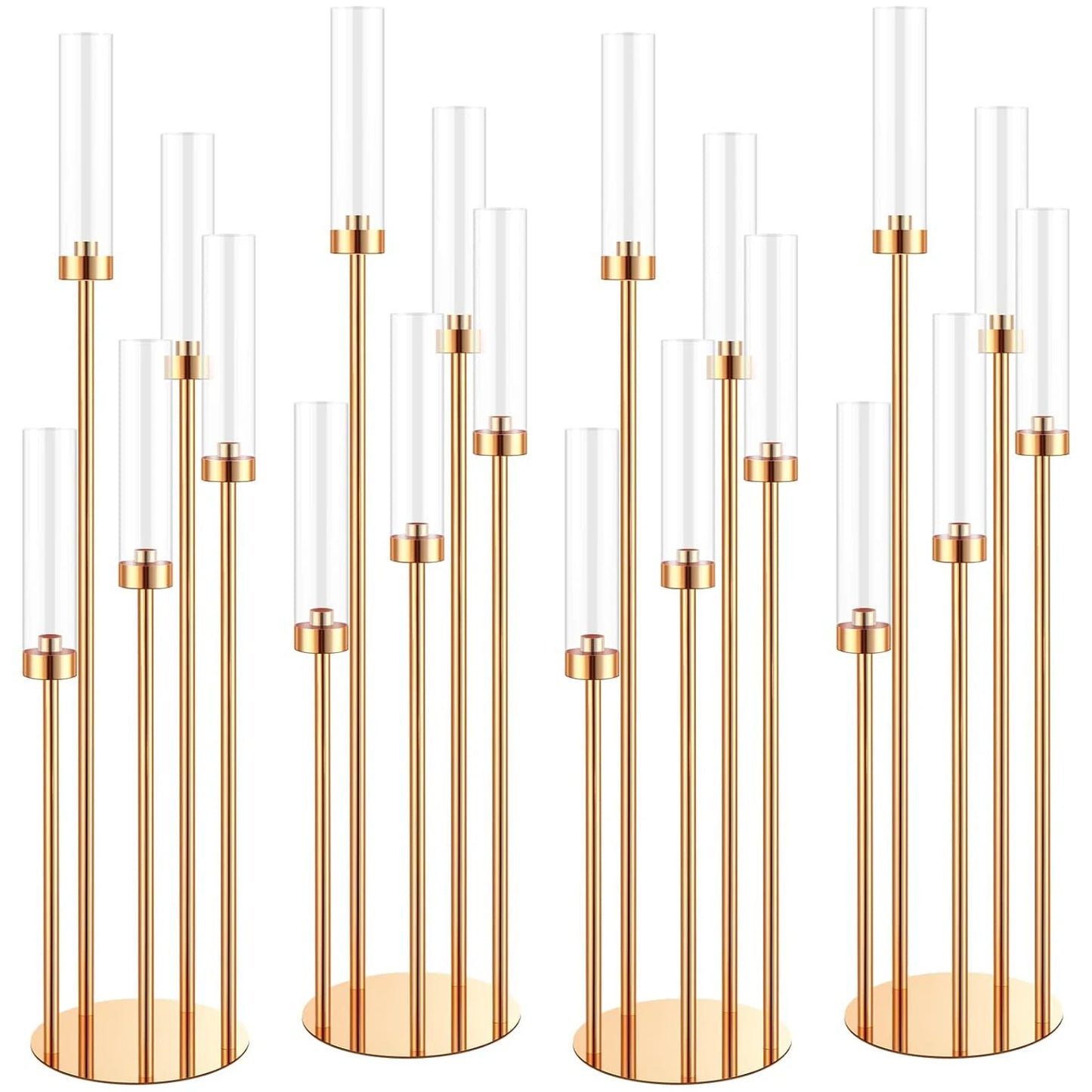 4 Pack Floor Candelabras 5 Arm Metal Candlestick Centerpieces For Home Decor And Events-A