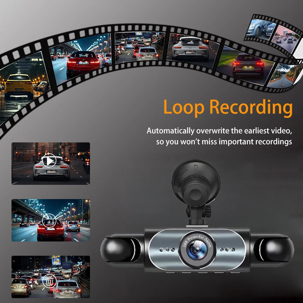 4 Channel Dash Cam 360 Degree 1080P Car Video Recorder With Night Vision Quad View And Reversing Assist-A