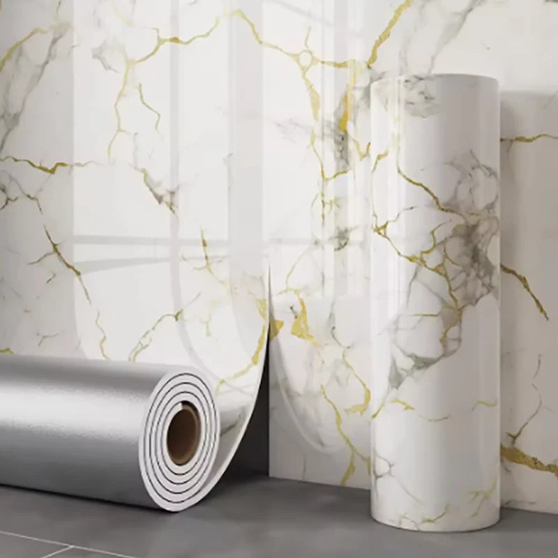 Marble Foam Tile Self Adhesive Wallpaper For Walls And Bathrooms Peel And Stick PVC Vinyl Moisture Resistant-A