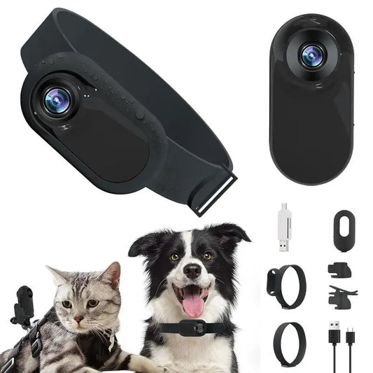 Pet Collar Camera HD 1080p Mini With Screen Outdoor Recording