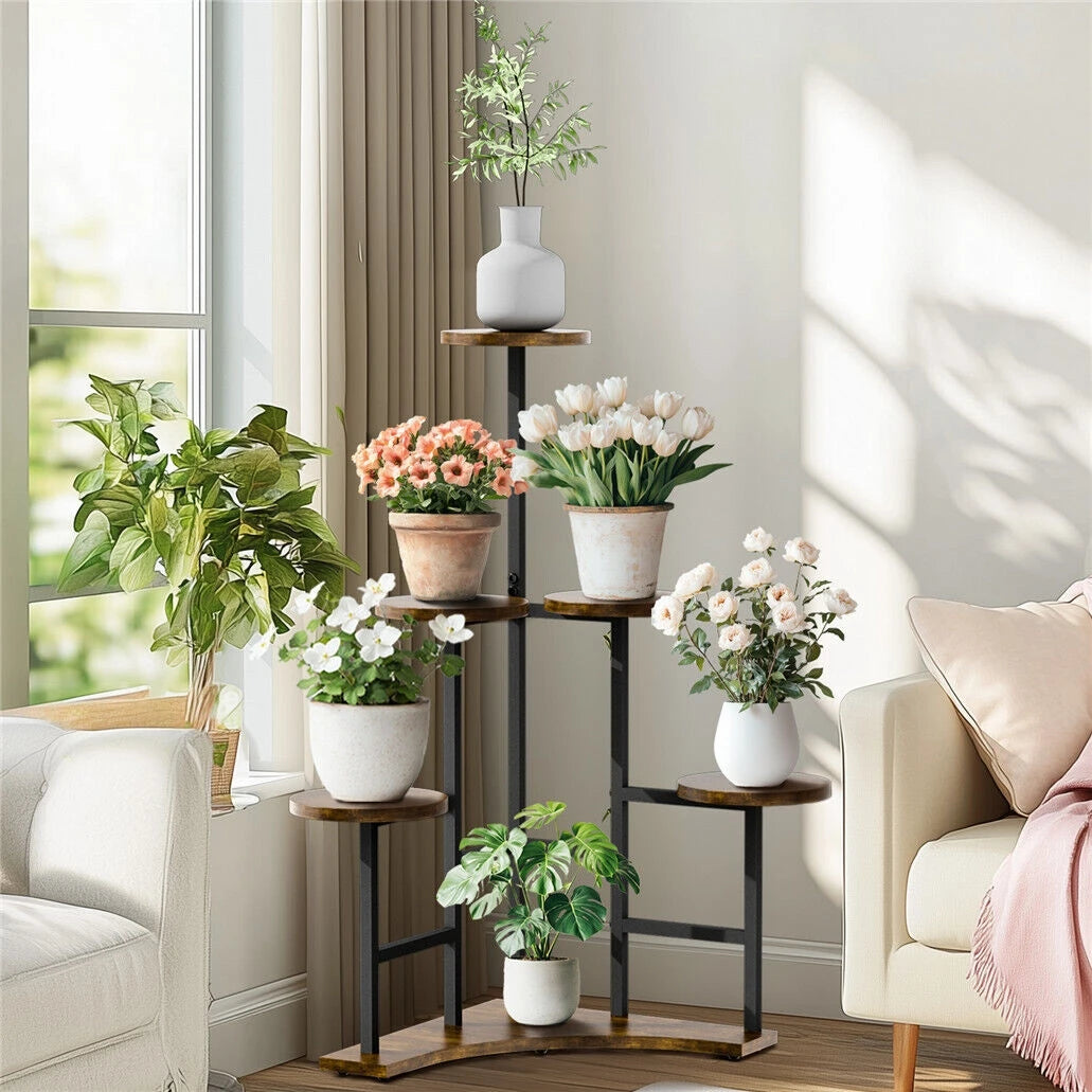 Wisfor Corner Plant Stand Indoor 6 Tiered Plant Shelf Flower Stand Tall Multi Pot Holder Rack Planter Organizer-A