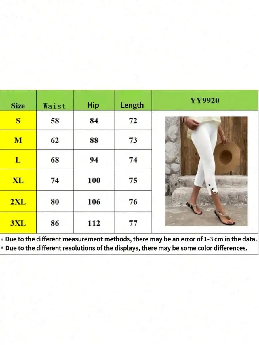 Womens Mid Rise Slim Fit Capri Pants With Decorative Buttons Stretch Knit For All Day Comfort-A