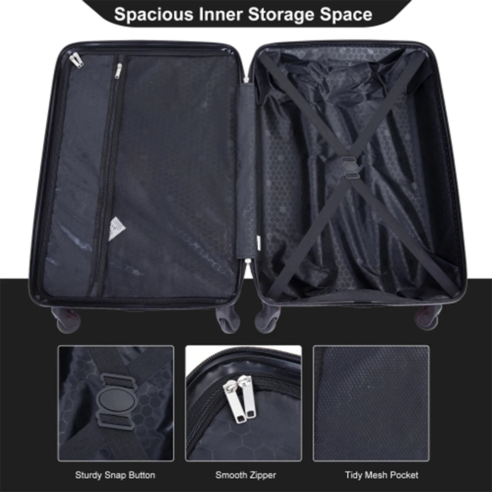 Travelhouse 4 Piece ABS Luggage Set With Spinner Wheels And TSA Locks Hardside Waterproof Suitcases-A
