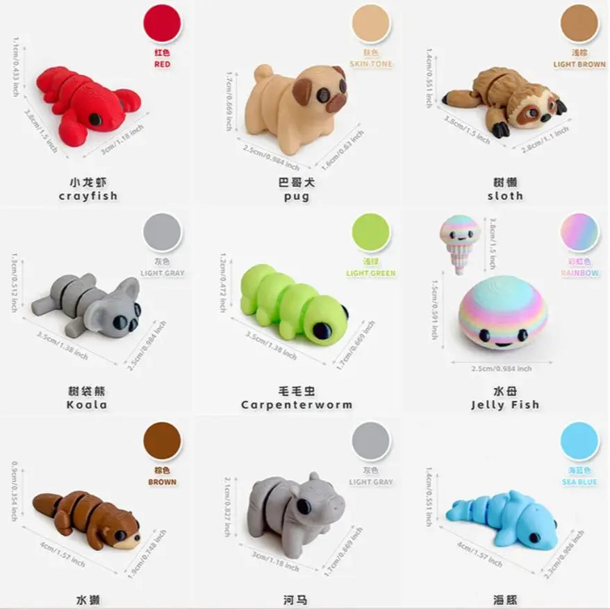 3D Printed Mini Animal Figures Set For Home Decor Gifts