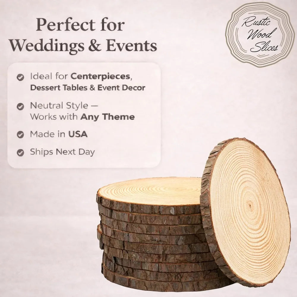 Set of 12 Unfinished Wood Slices for Elegant Centerpieces Rustic Wedding Decor Essentials, Wood Art-A