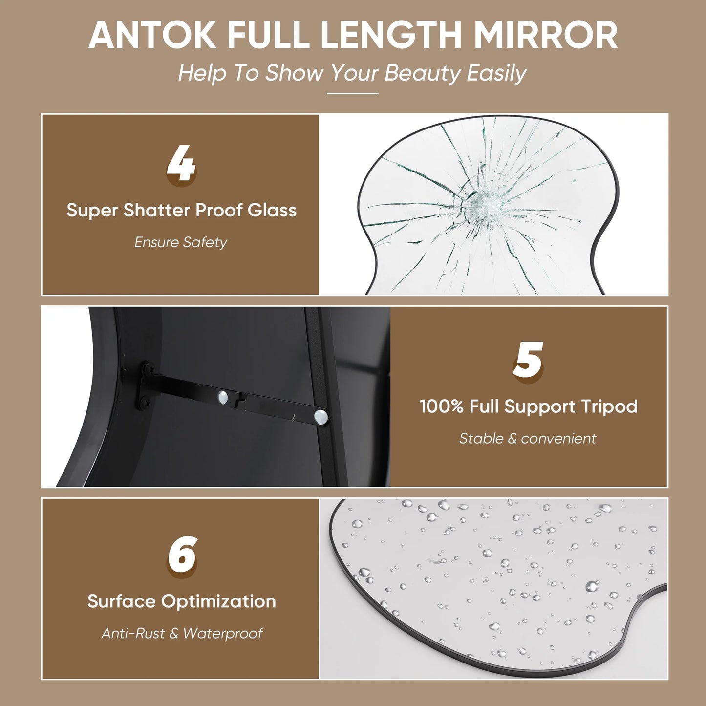 Antok Elegant Mirror With Stand For Bedroom And Living Room