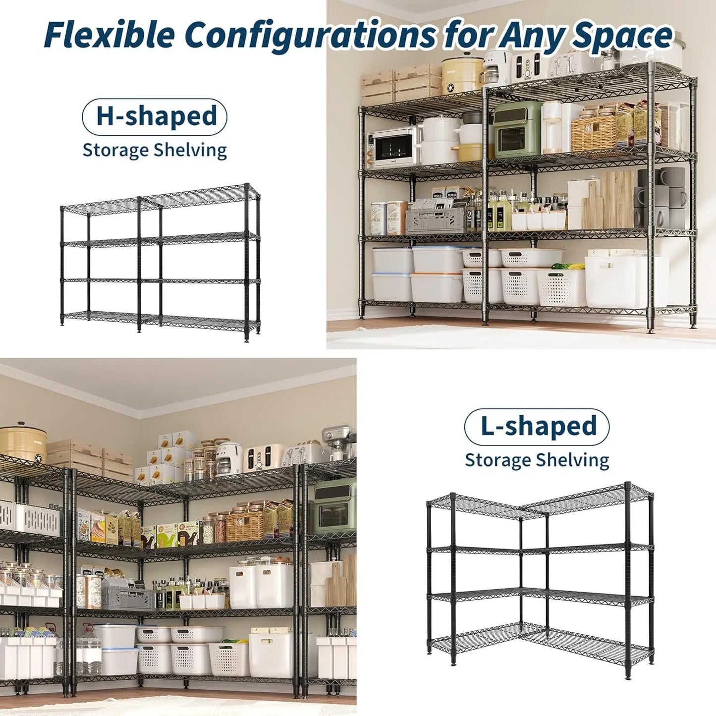 Twister CK Heavy Duty Metal Shelving Unit Five Tier Storage Adjustable L Shaped Layout For Garage And Workshop-A