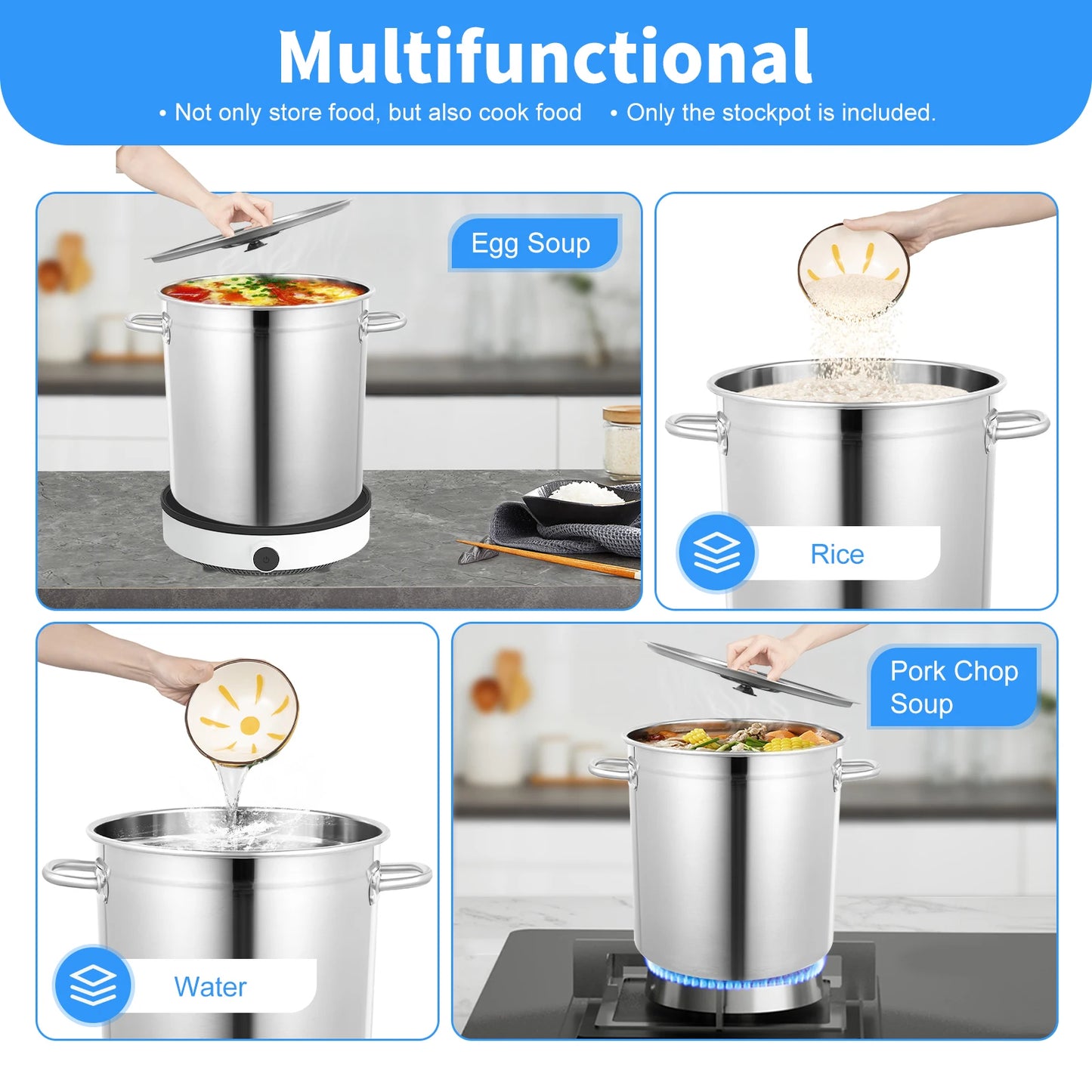 Stainless Steel Stock Pot With Cover And Handles