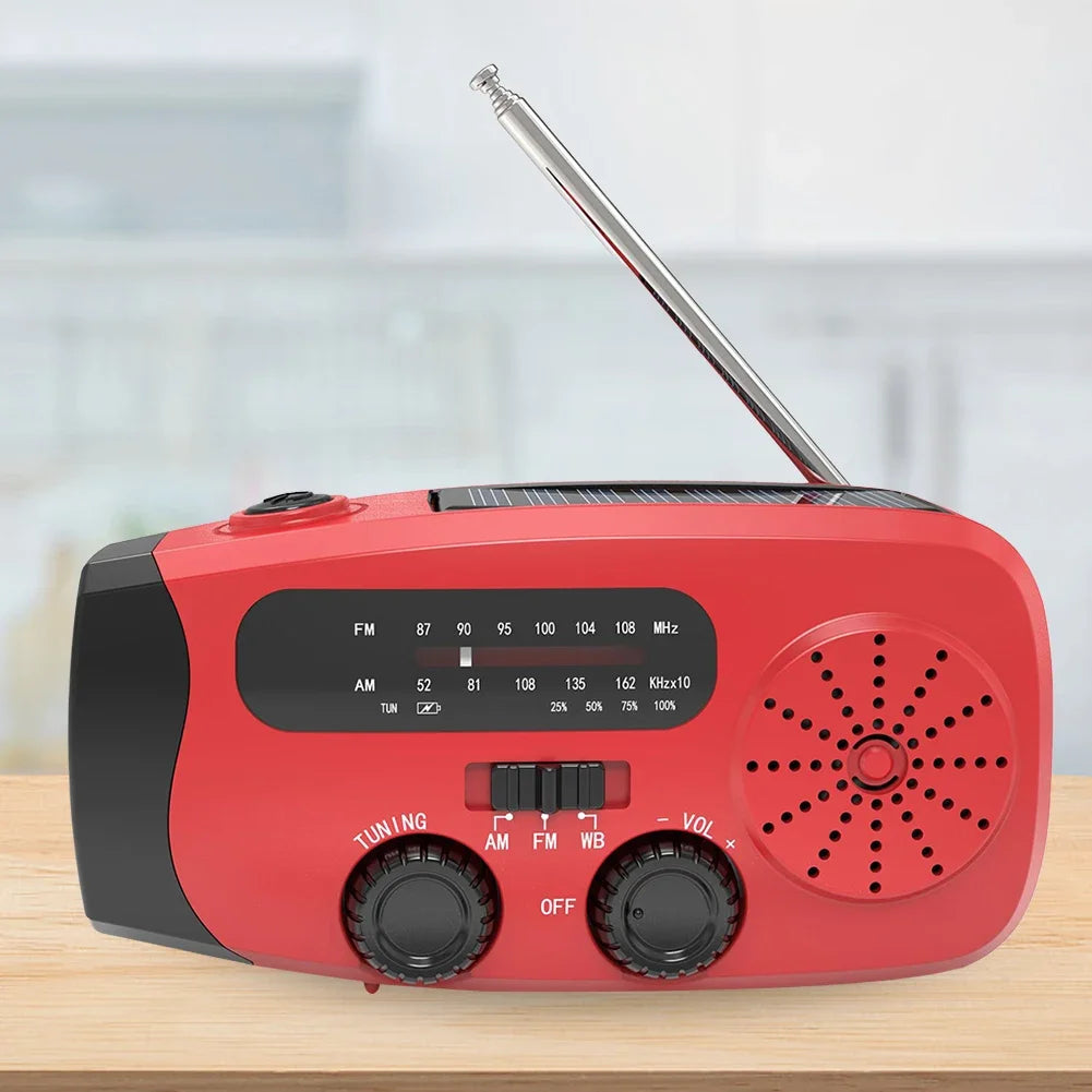 ANENG Portable Emergency Crank Radio With Solar Power And Flashlight