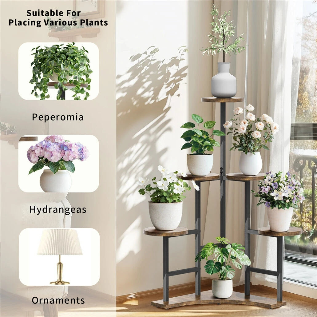 Wisfor Corner Plant Stand Indoor 6 Tiered Plant Shelf Flower Stand Tall Multi Pot Holder Rack Planter Organizer-A