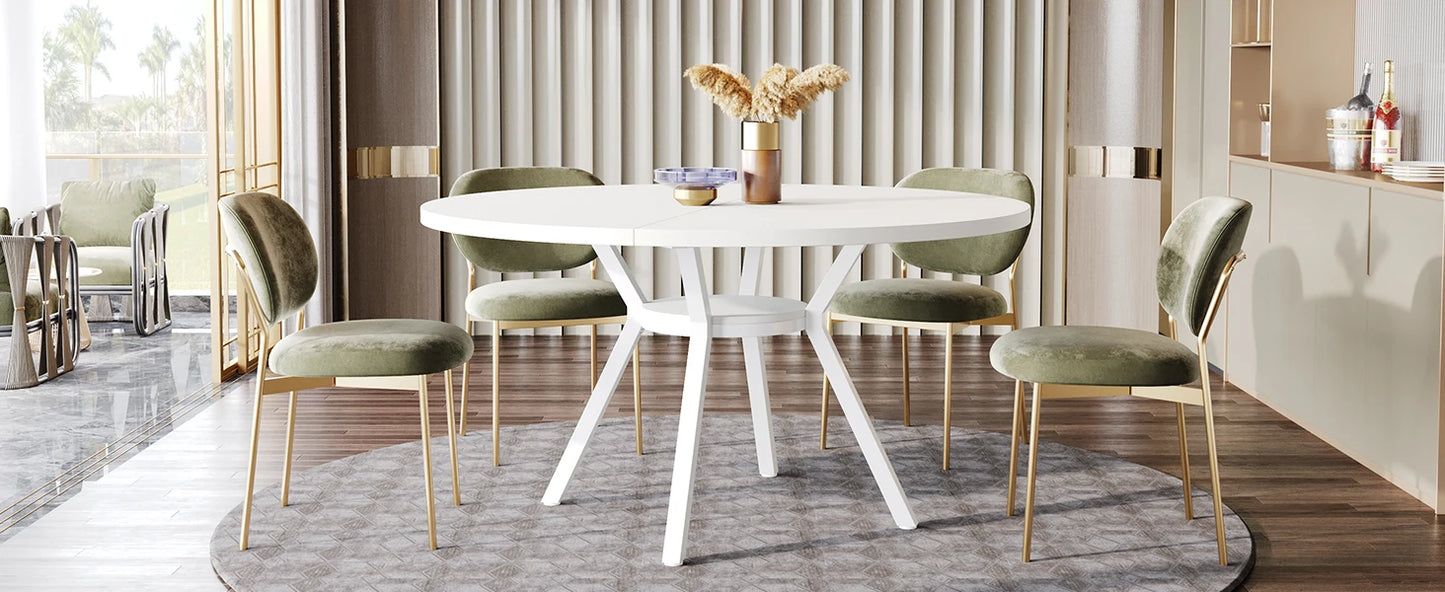 Tribesigns Round Dining Table Farmhouse Style For Dining Room With Scandinavian Inspired Curves Durable Everyday Use-A
