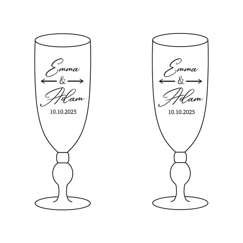 Personalized Wedding Champagne Flutes Set Of 2 With Custom Laser Engraving Gift For Bride And Groom-A
