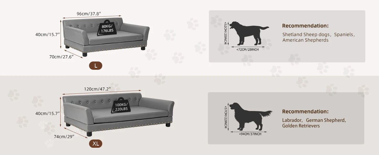 Bingopaw Rectangle Elevated Dog Bed And Sofa For Medium And Large Dogs Cushioned Support And Modern Design-A