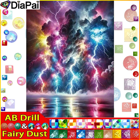 DiaPai Fairy Dust AB DIY 5D Diamond Painting Lightning Sea Full Drill Kit With Resin Diamonds-A