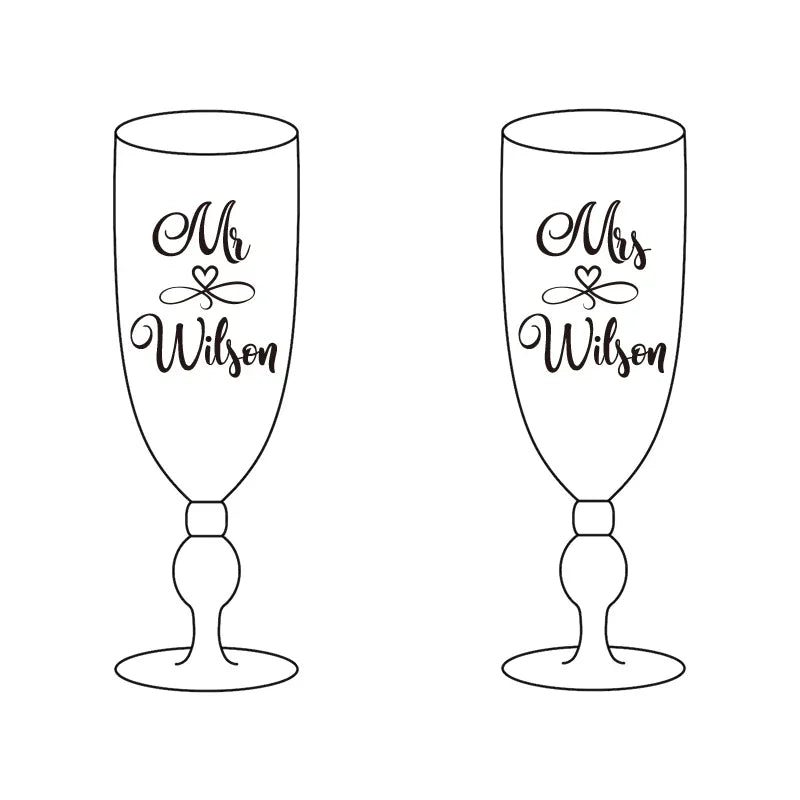 Personalized Wedding Champagne Flutes Set Of 2 With Custom Laser Engraving Gift For Bride And Groom-A