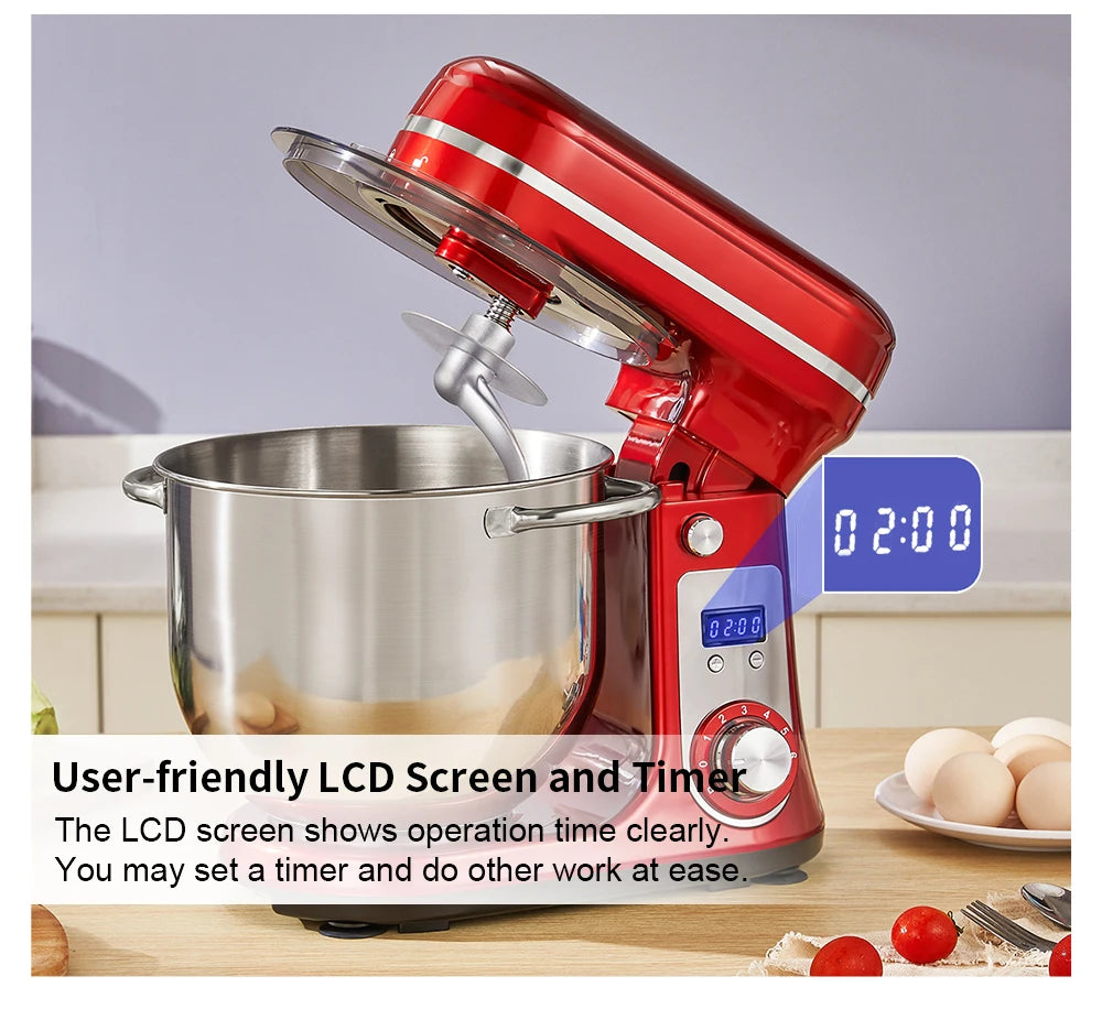 Biolomix Professional 6L Stand Mixer 1200W Copper DC Motor With 6 Speeds And Pulse-A
