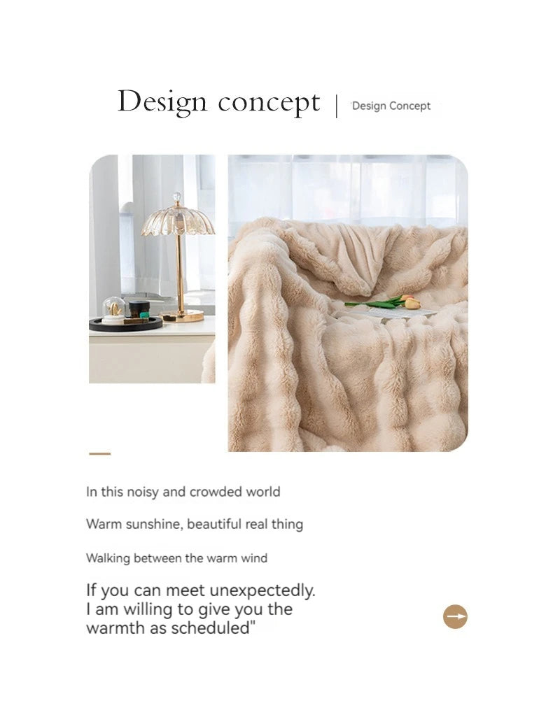 Rabbit Plush Blanket for Winter Warmth in Air Conditioned Rooms and Sofas Ultra Soft Cozy Throw-A