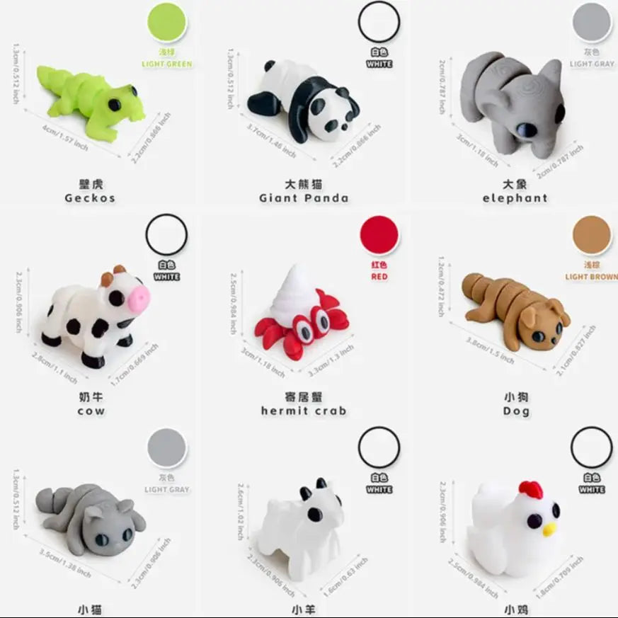 3D Printed Mini Animal Figures Set For Home Decor Gifts