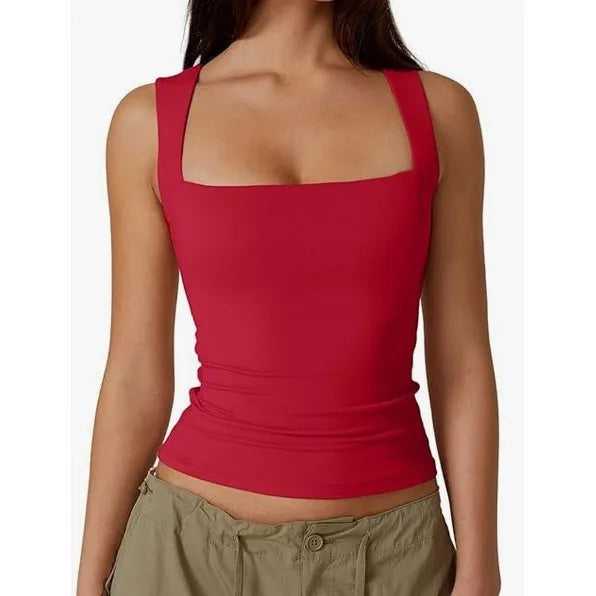 VISIVANECN PremiumQuality Ultra Slimming Square Neck Sleeveless Harajuku Tops Women