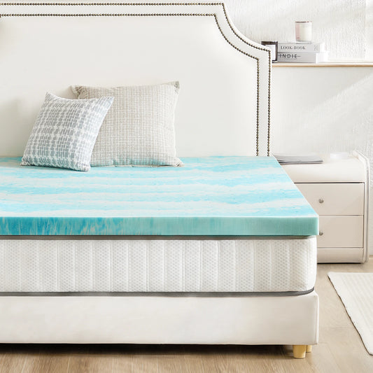 JHK Memory Foam Mattress Topper With Gel Cooling Soft Breathable