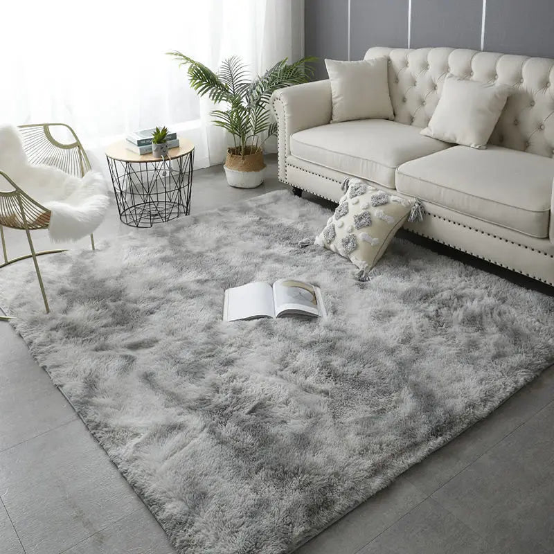 Rakks Tie Dye Silk Plush Geometric Living Room Rug 100 Percent Polyester Pile Ultra Soft-A