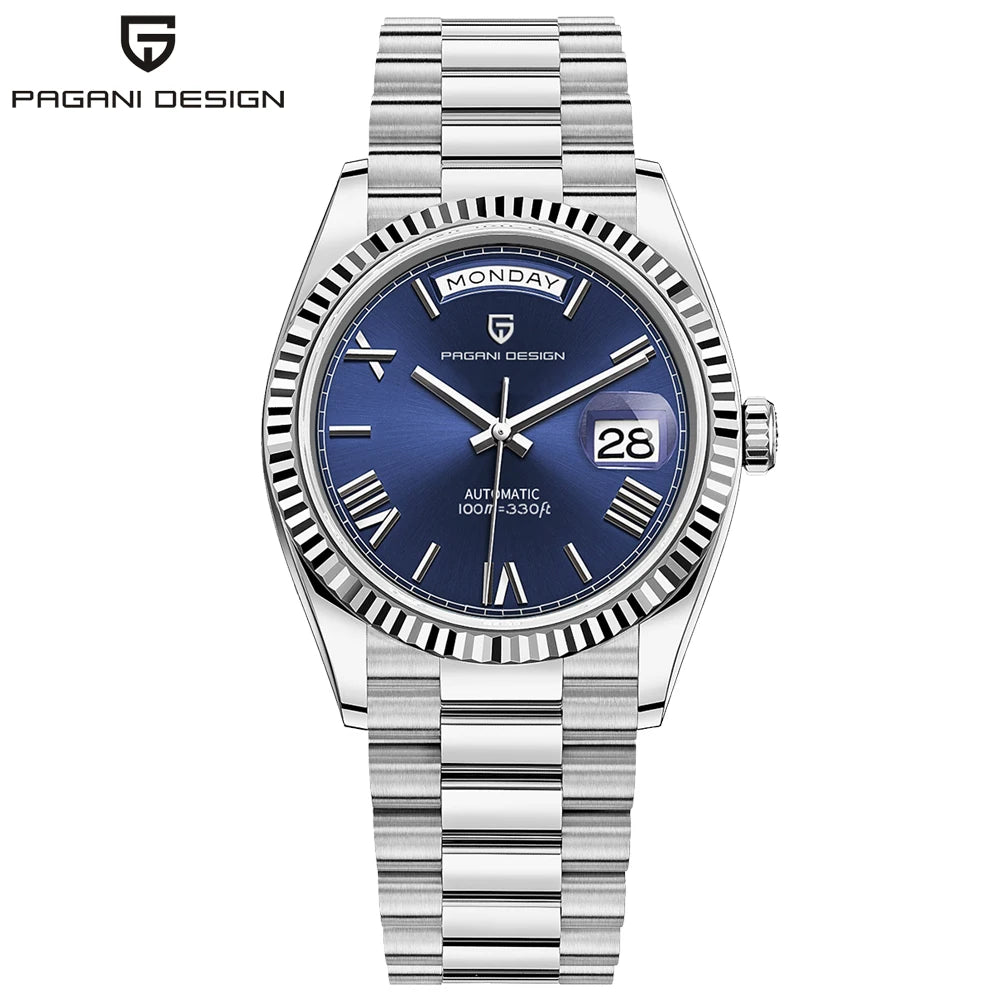 Pagani Design Double Calendar Automatic Sapphire Watch for Men Stainless Steel Case and Bracelet-A