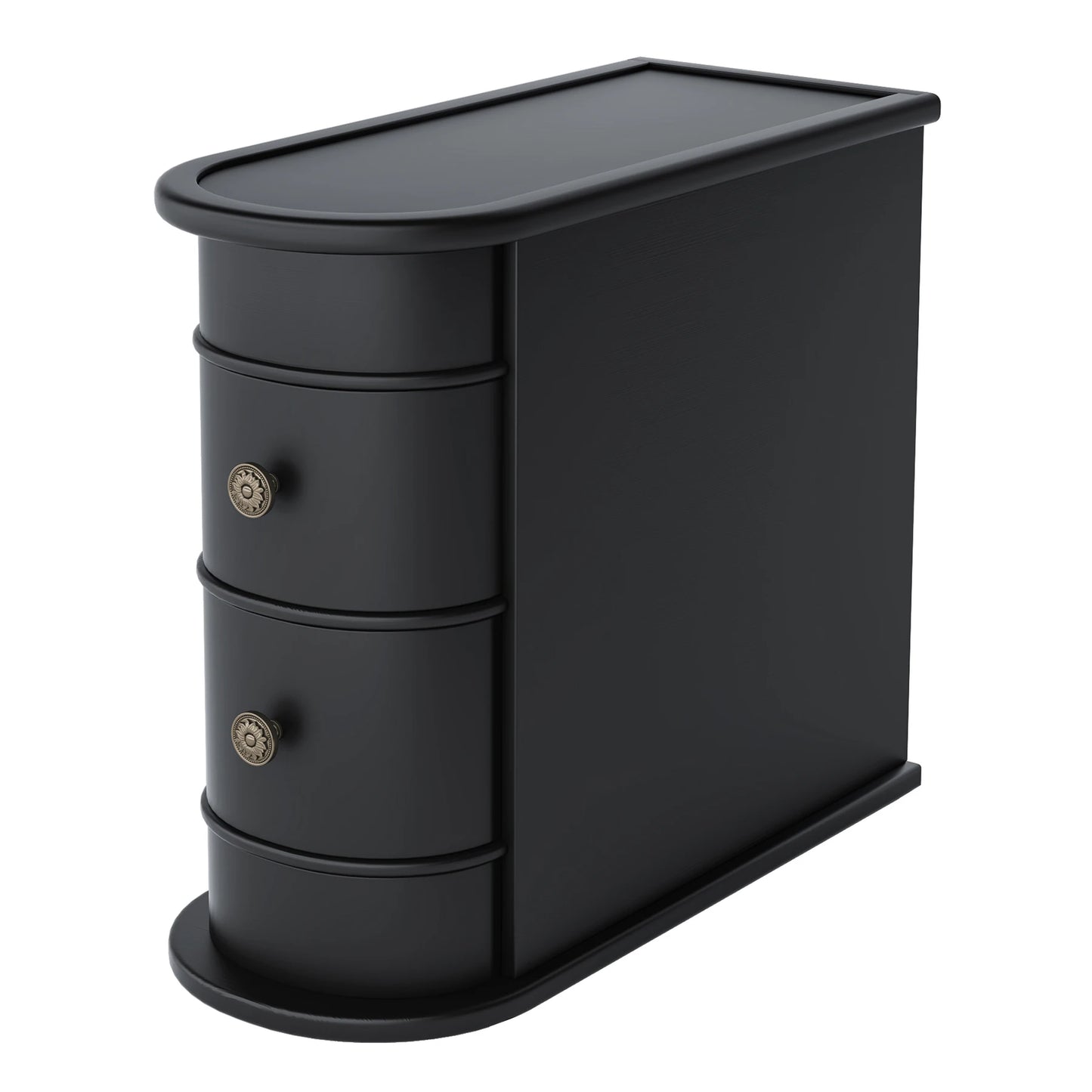 Tribesigns Round Solid Wood End Table With Two Sliding Drawers No Assembly Required Nightstand-A