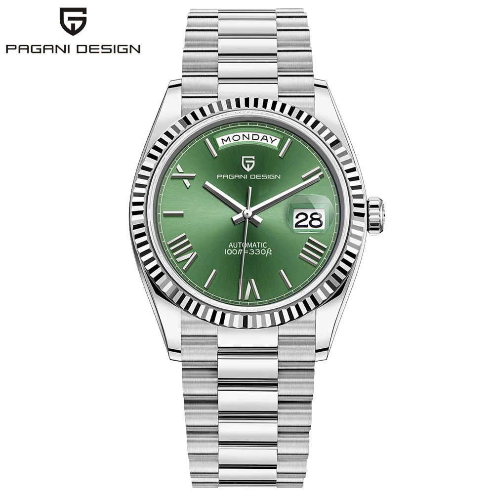 Pagani Design Double Calendar Automatic Sapphire Watch for Men Stainless Steel Case and Bracelet-A