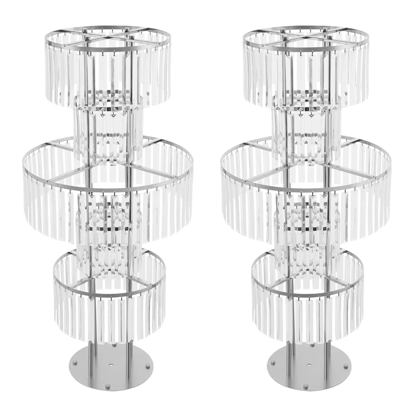 Bymaocar 2 Piece 5 Tier Crystal Vase Centerpiece For Wedding Tables With Elegant Cross Structure-A